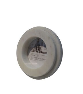 4 White Round Marble Tabletop Picture Frame by Place & Time