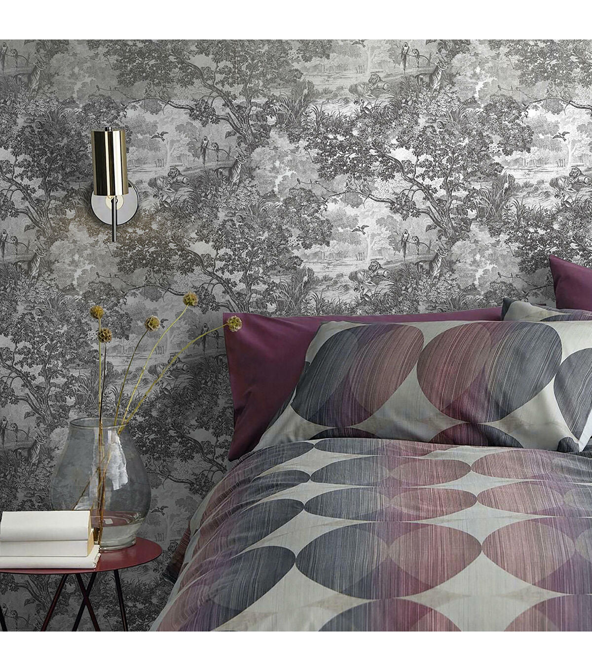 RoomMates 20.5 X 16.5' Gray Jungle Toile Peel & Stick Wallpaper