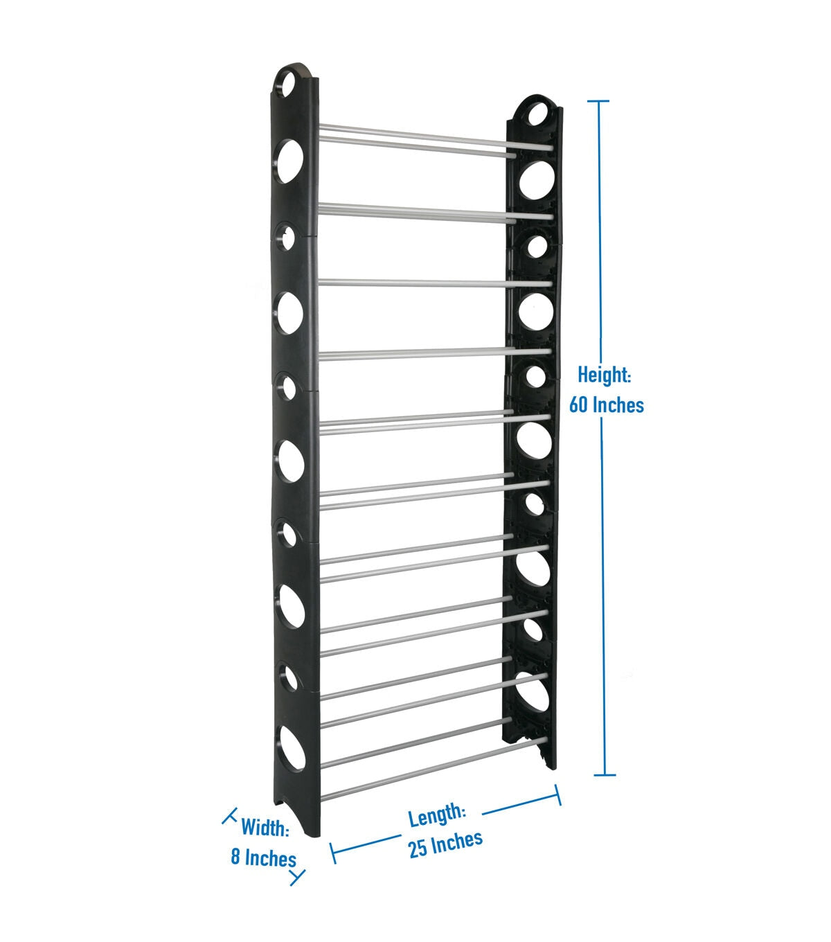 Simplify 61 Black 30 Pair Stackable Shoe Rack