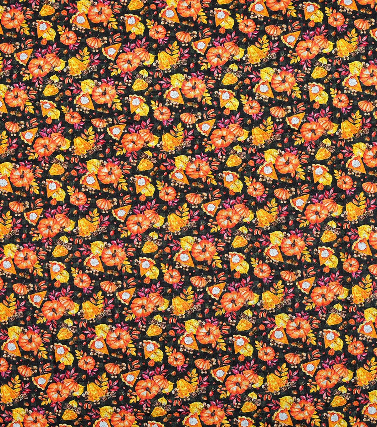 Pumpkin Pies On Black Cotton Fabric