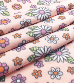 Pink & White Daisy Blizzard Fleece Fabric