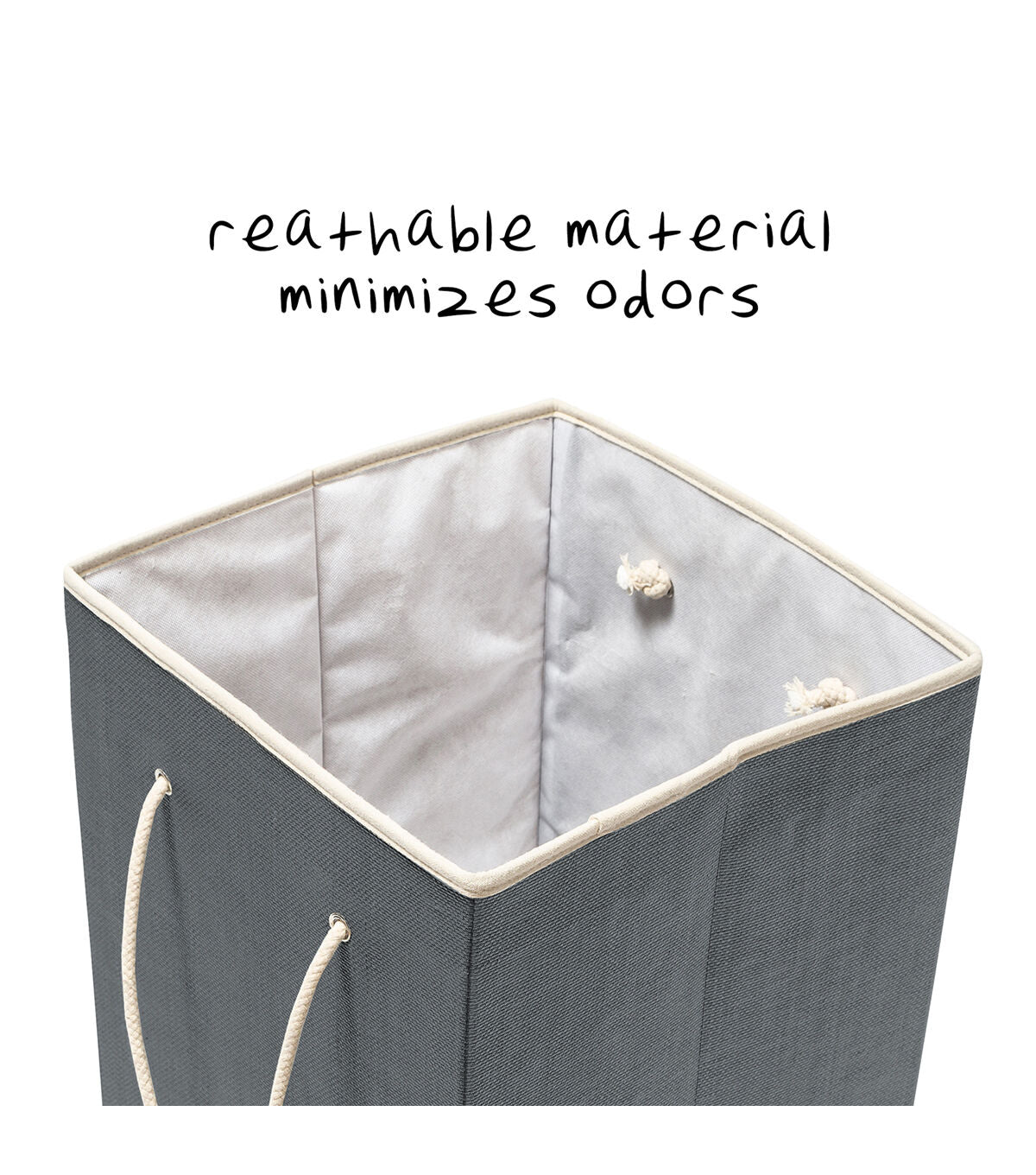Honey Can Do 14 x 22 Gray Resin Square Laundry Hamper With Handles
