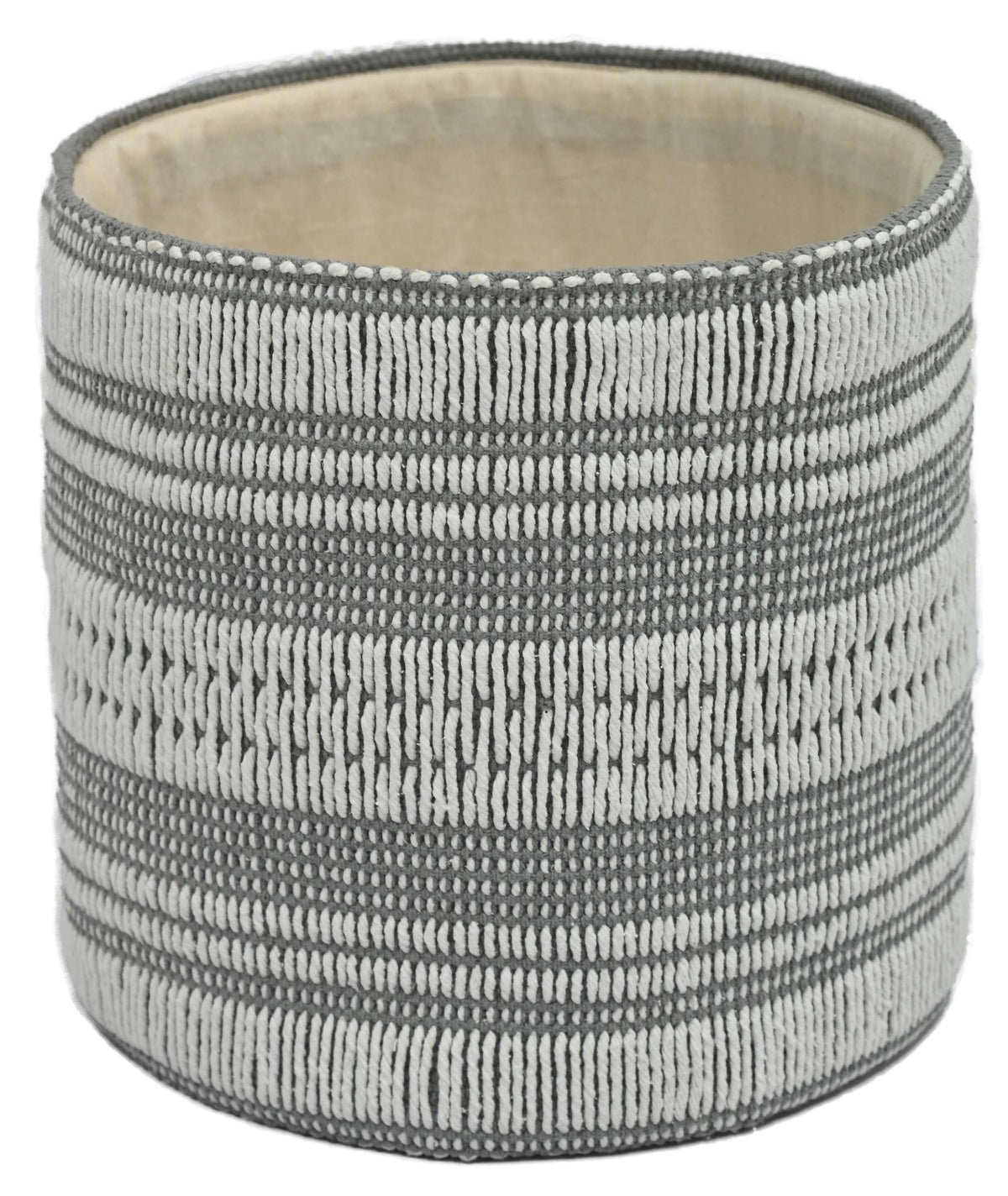 12 Ivory & Gray Cotton Woven Basket by Place & Time