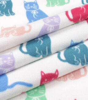 Multi Color Cats Blizzard Fleece Fabric