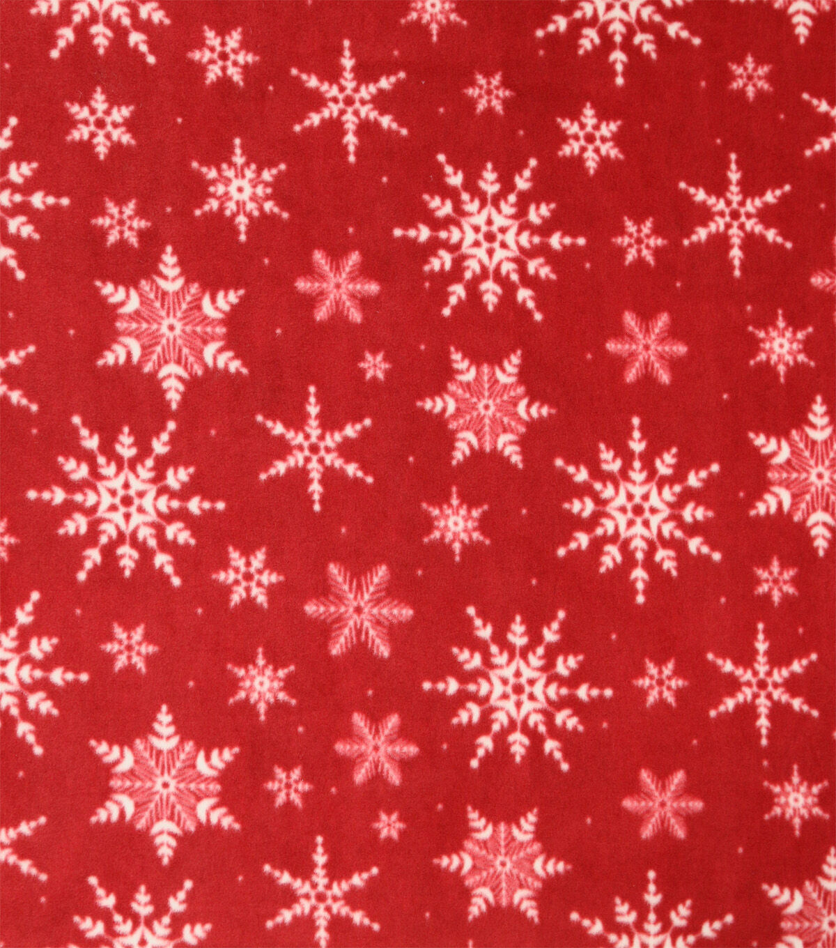 Snowflakes on Red Anti Pill Fleece Fabric
