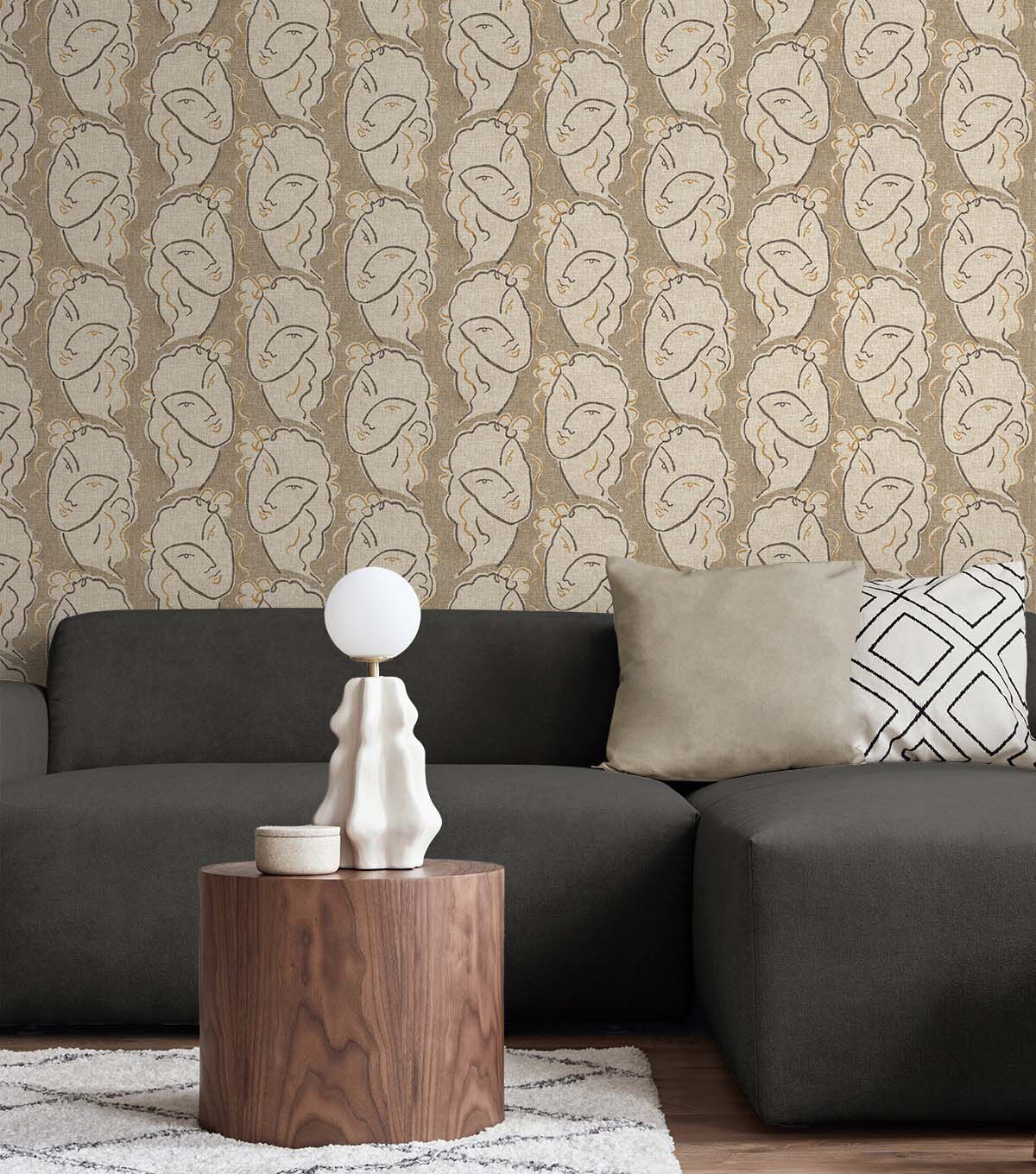 Surface Style 20.5' x 18' Linen Beau Visage Peel & Stick Wallpaper
