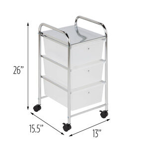 25 Steel Rolling Storage Cart With Clear Plastic 3 Drawers by Top Notch