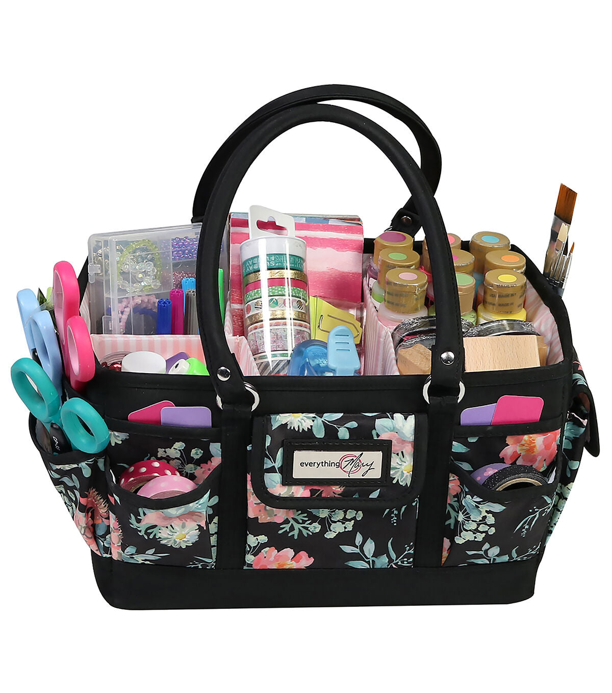 Everything Mary 13 Black Floral Collapsible Deluxe Store & Tote