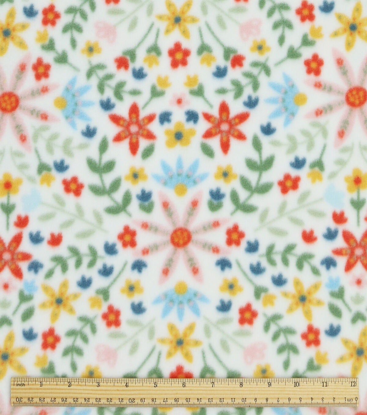Cute Mirrored Floral on White Anti Pill Plush Fleece Fabric