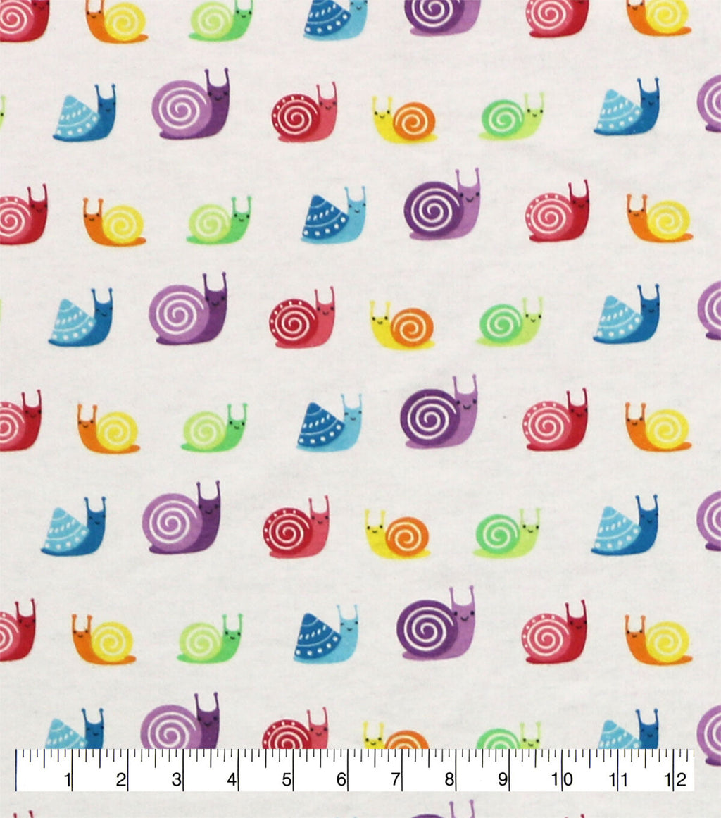 Rainbow Snails Super Snuggle Flannel Fabric