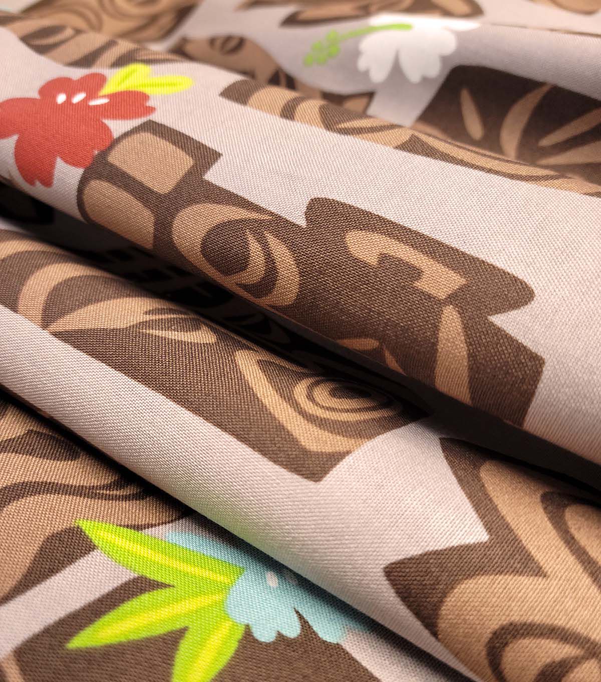 Alexander Henry Tiki on Brown Premium Cotton Fabric