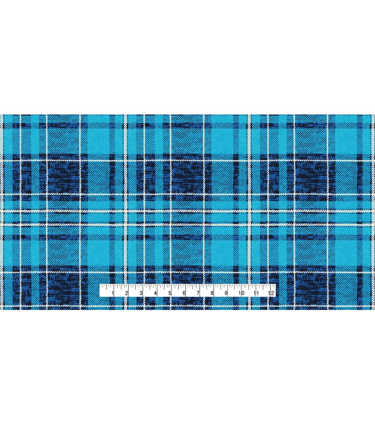 Blue Distressed Plaid Super Snuggle Flannel Fabric