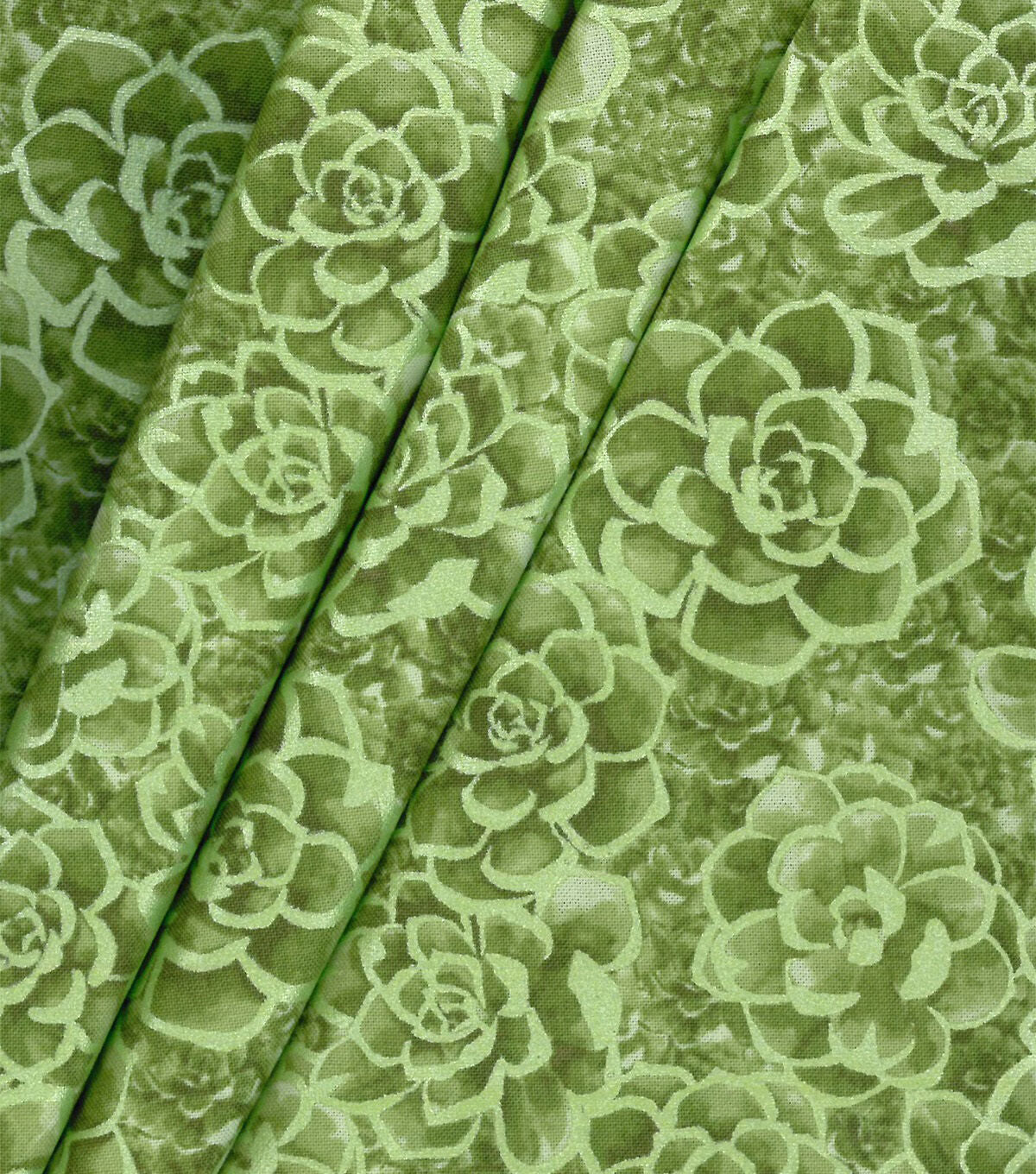 Pearlescent Green Succulent Quilt Cotton Fabric by Keepsake Calico