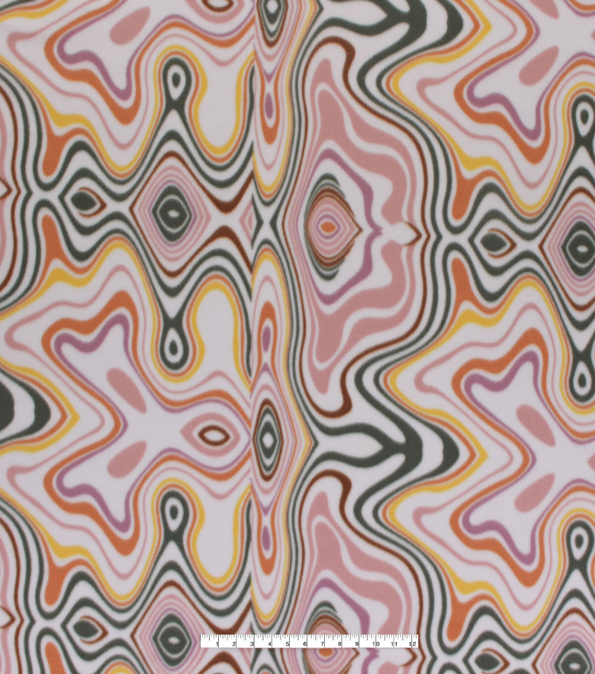 Rainbow Squiggles on White Blizzard Fleece Fabric