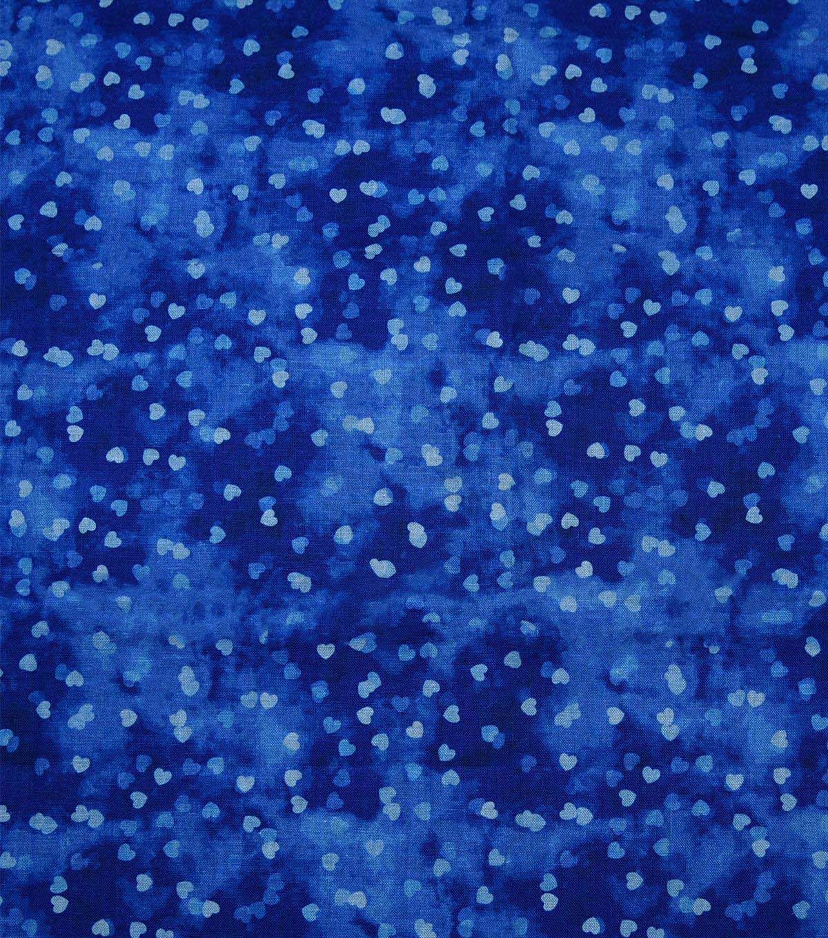Hearts on Blue Cotton Fabric by Keepsake Calico
