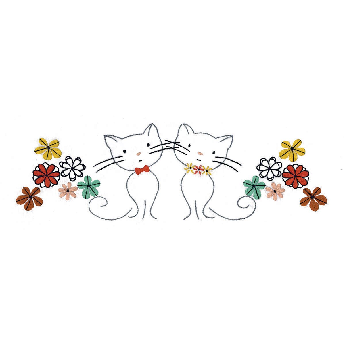 Design Works 30 x 20 Retro Cats Stamped Embroidery Pillowcases 2pk