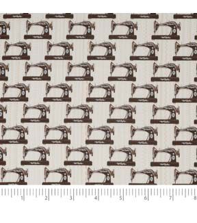 SINGER Sewing Machines on White Cotton Fabric by Keepsake Calico
