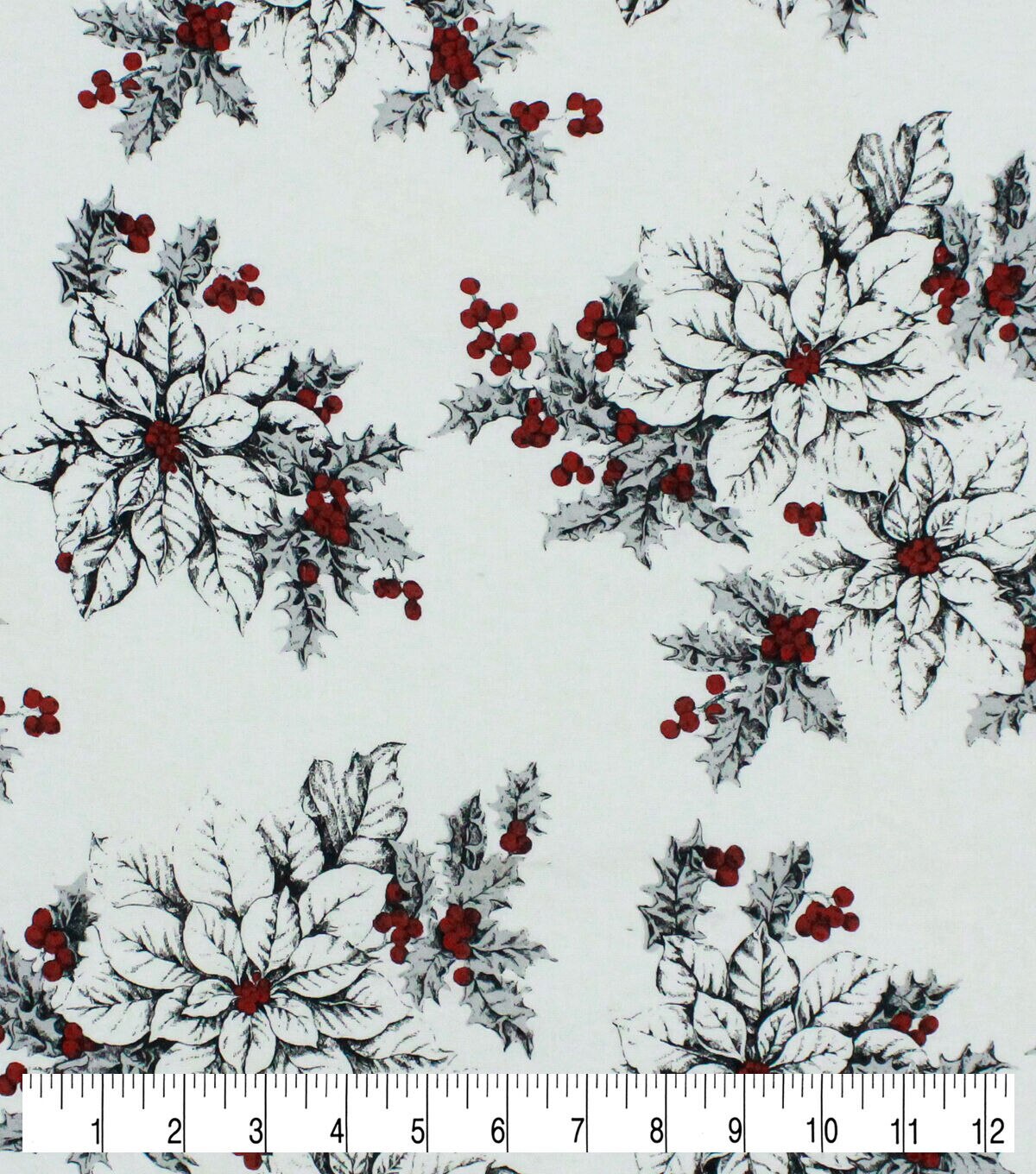 White Poinsettia Super Snuggle Flannel Fabric