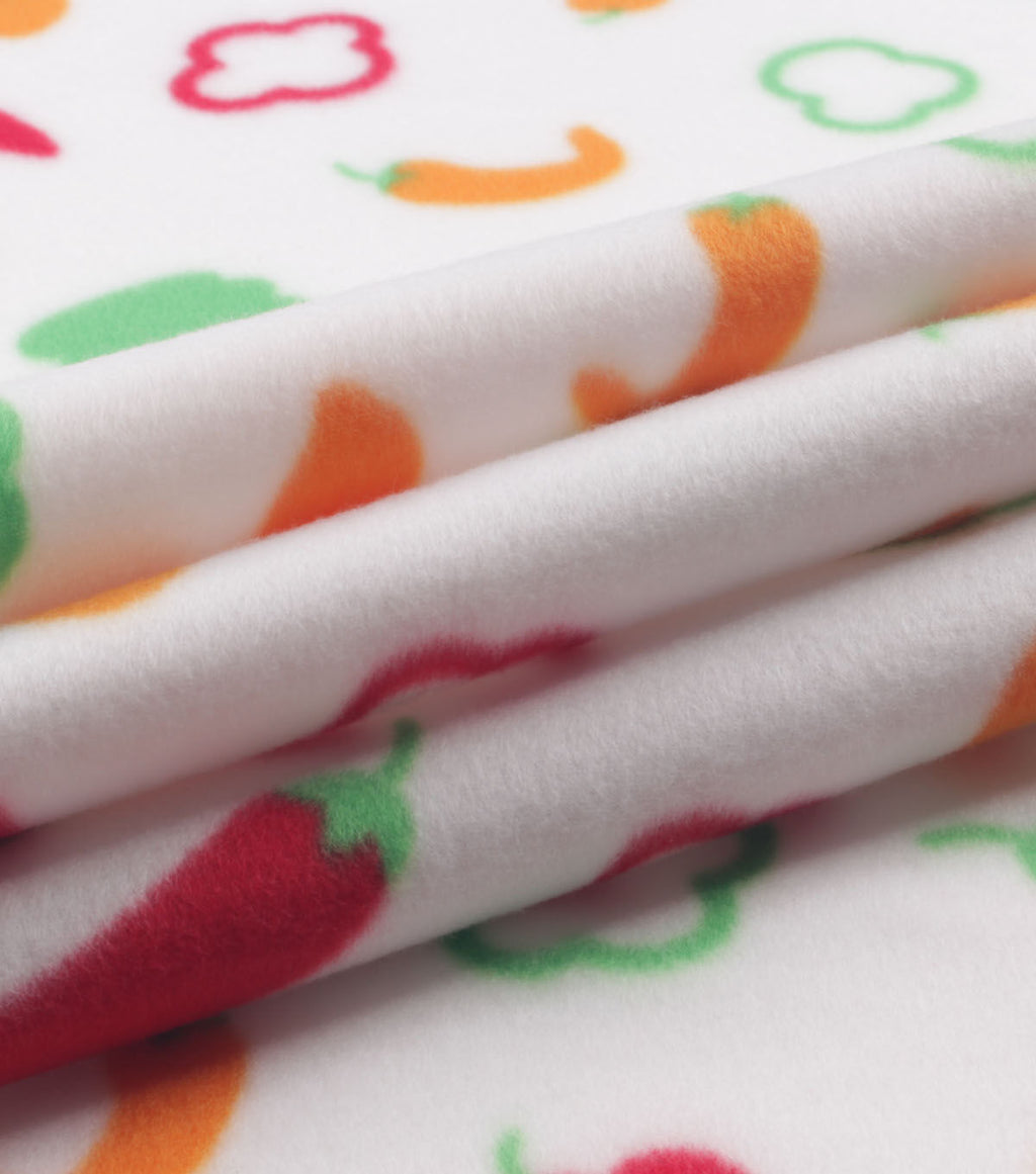 Peppers on White Blizzard Fleece Fabric