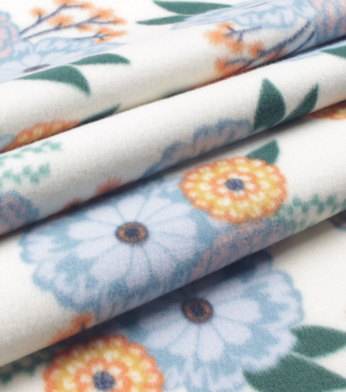 White Floral Blizzard Fleece Fabric
