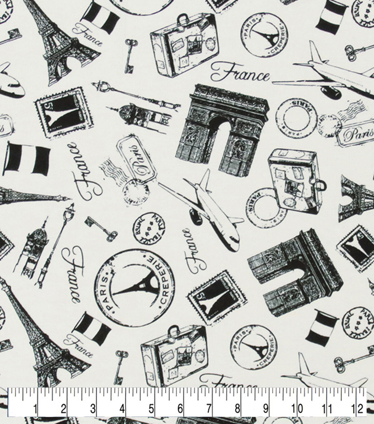 Paris Icons Black White Super Snuggle Flannel Fabric