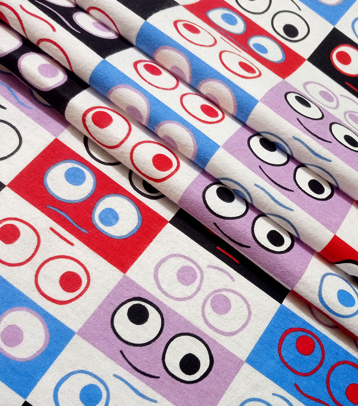 Googly Eyes on White Super Snuggle Flannel Fabric