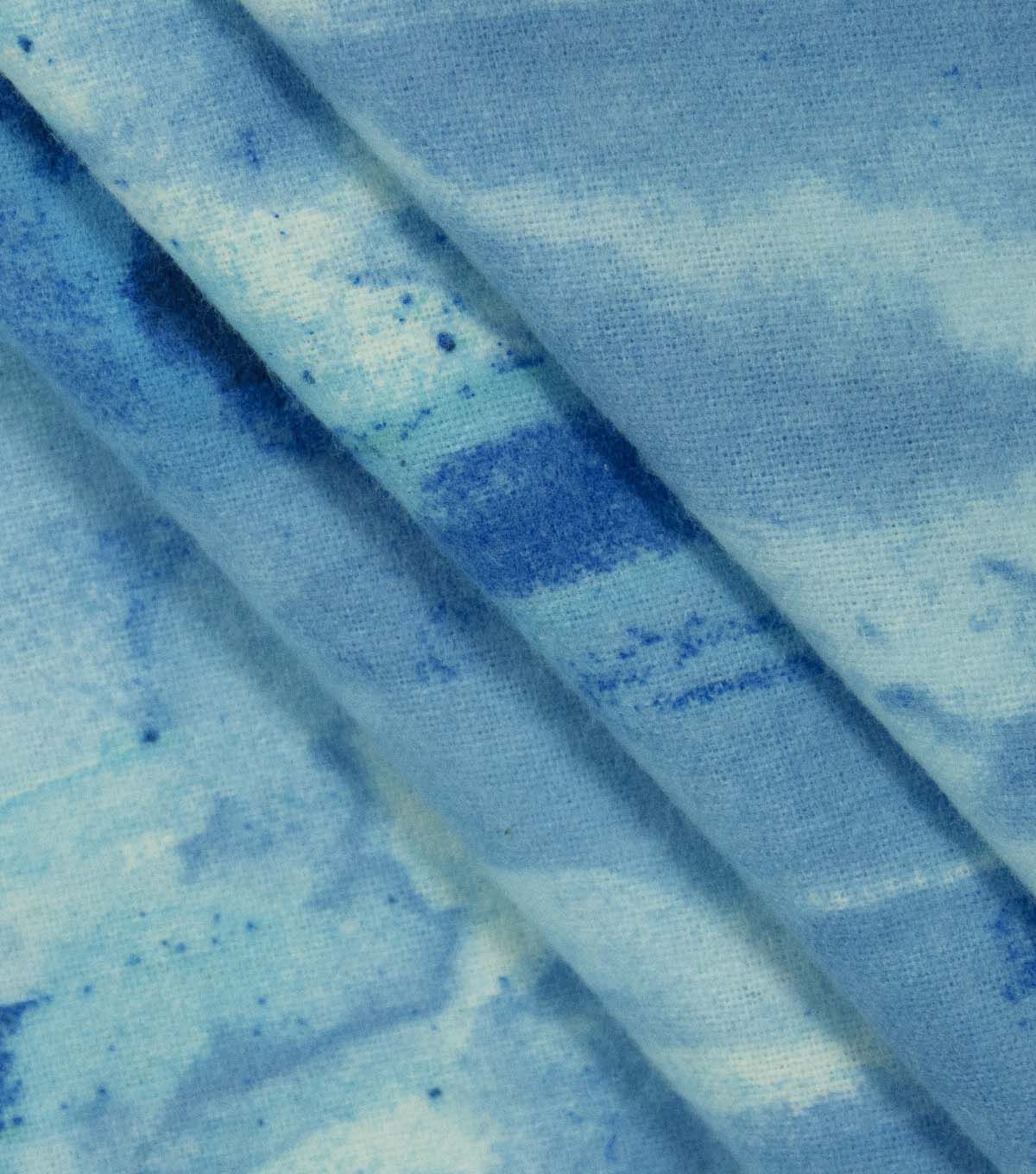 108 Wide Blue Watercolor Strokes Flannel Fabric