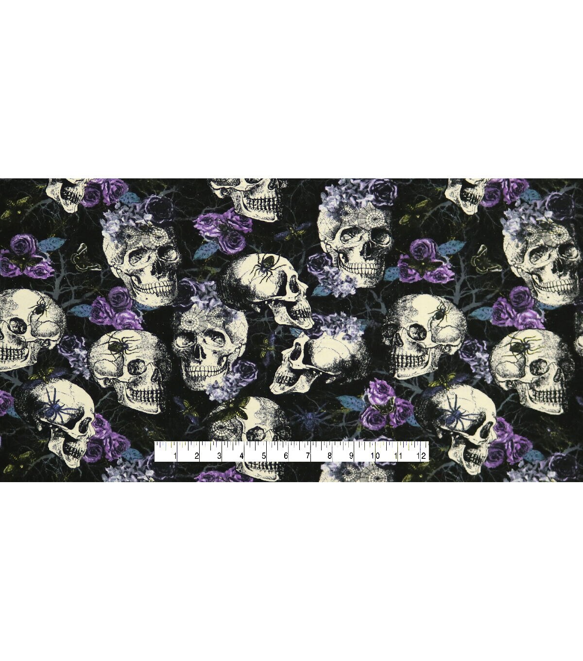 Floral Skulls Halloween Super Snuggle Flannel Fabric