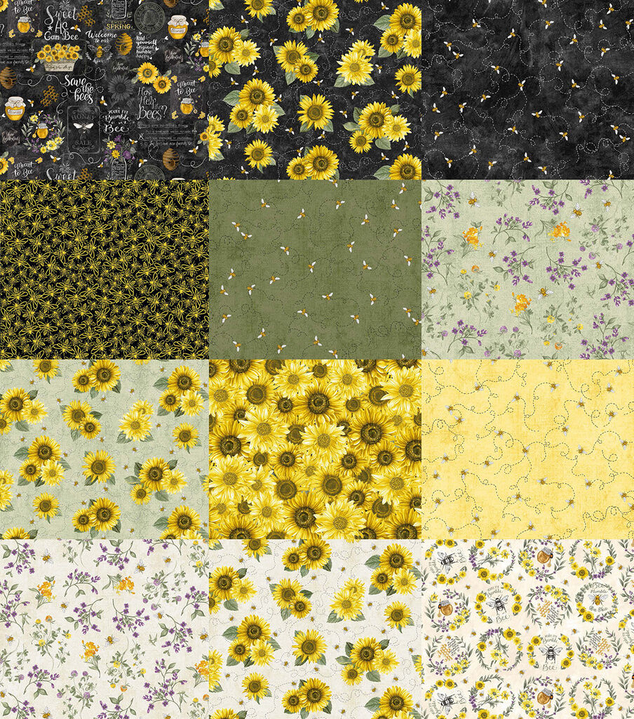 18 x 22 Hi Fashion Batik Bees Cotton Fabric Quarter Bundles 12pc