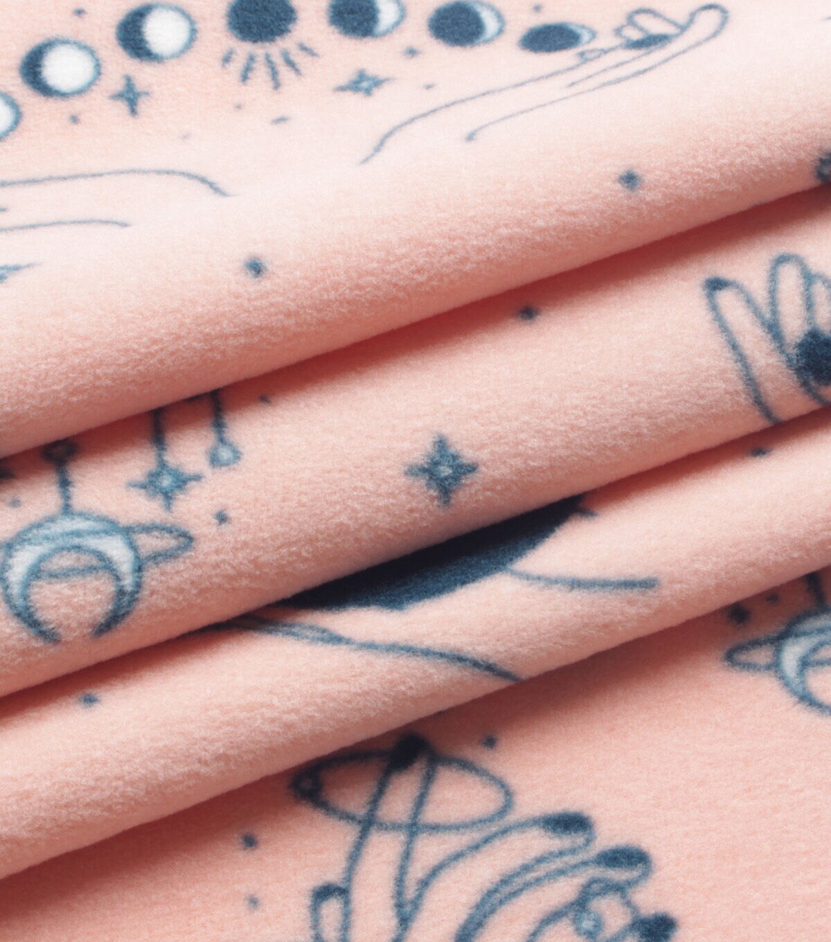 Clestial Hands on Pink Anti Pill Fleece Fabric