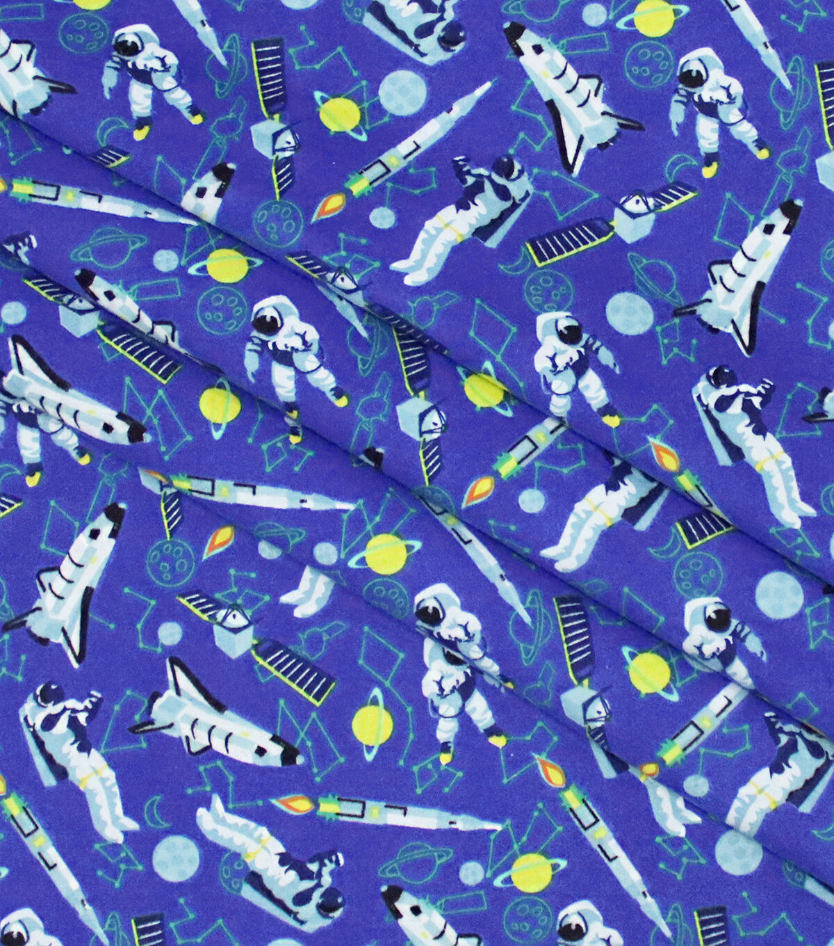 Rocket Ships & Astronauts Super Snuggle Flannel Fabric