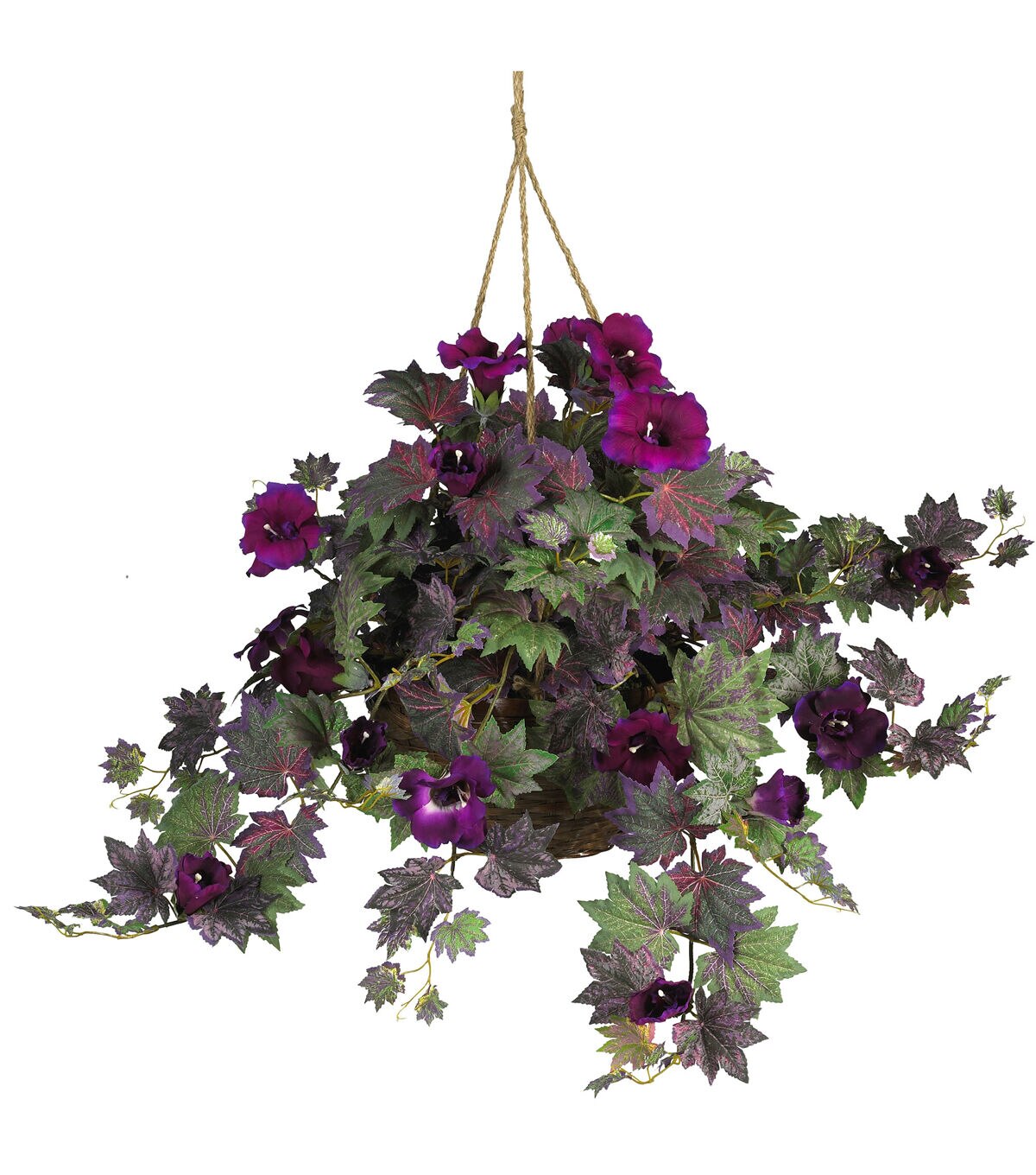 Nearly Natural Morning Glory Hanging Basket