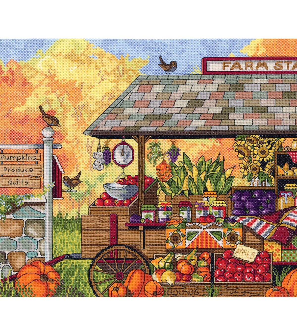 Janlynn 16 x 12 Buck's County Farm Stand Counted Cross Stitch Kit