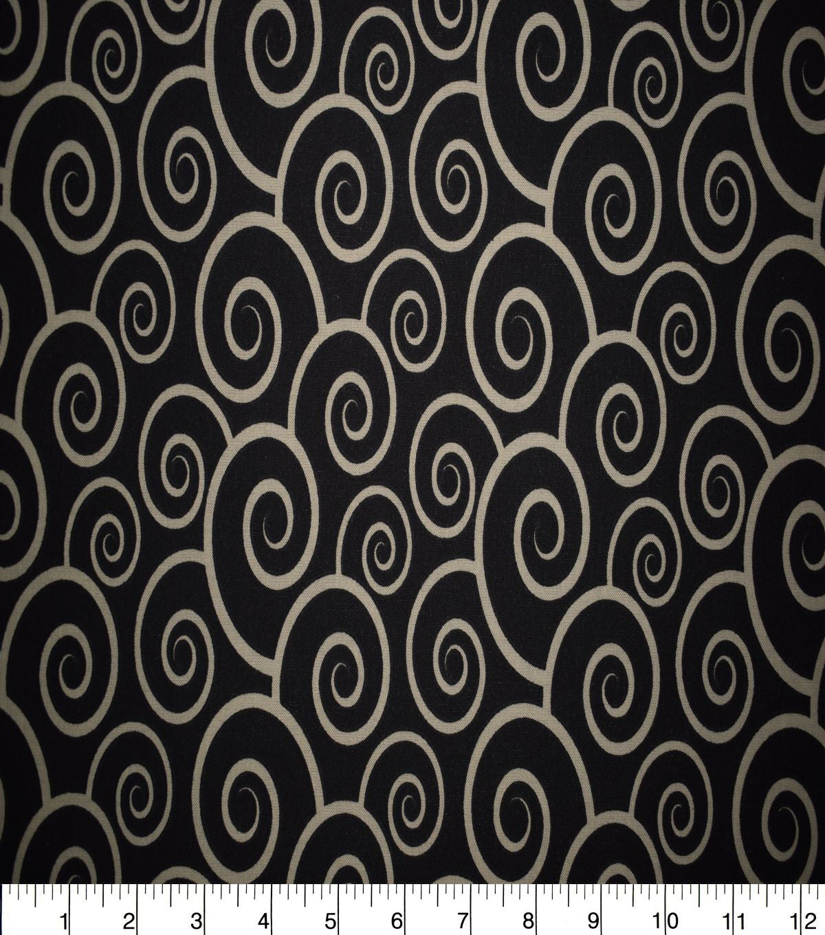 Neutral Swirls on Black Quilt Cotton Fabric by Quilter's Showcase