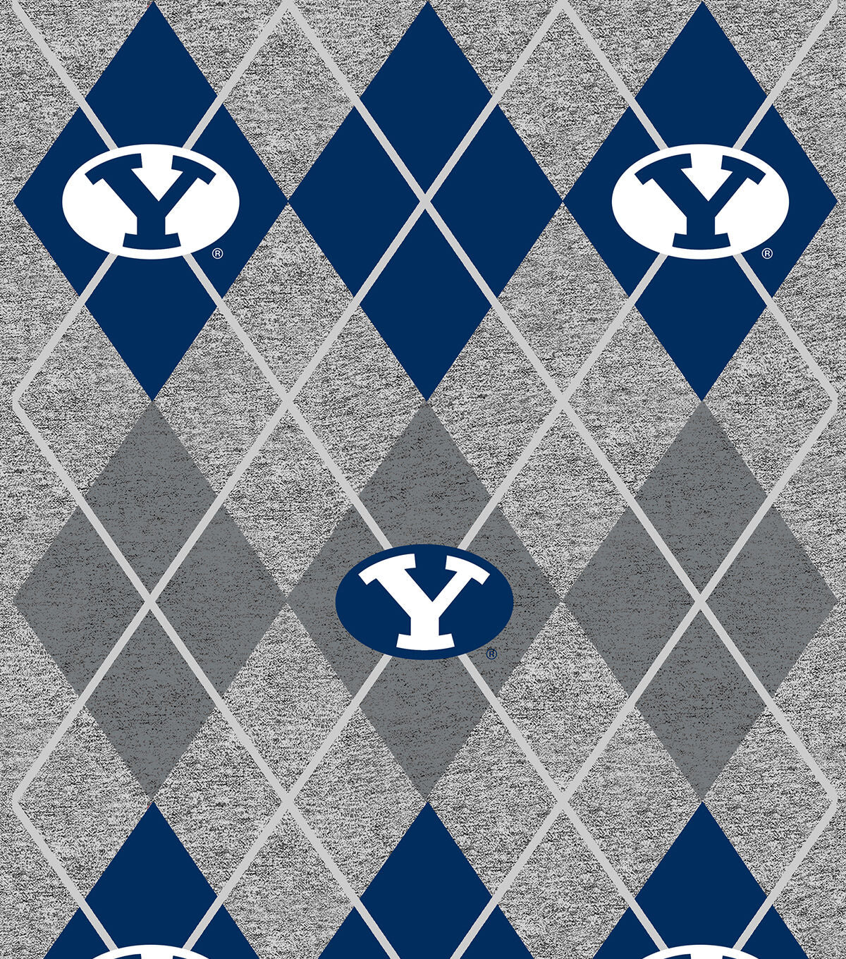 Brigham Young University College Fleece Fabric Heather Argyle