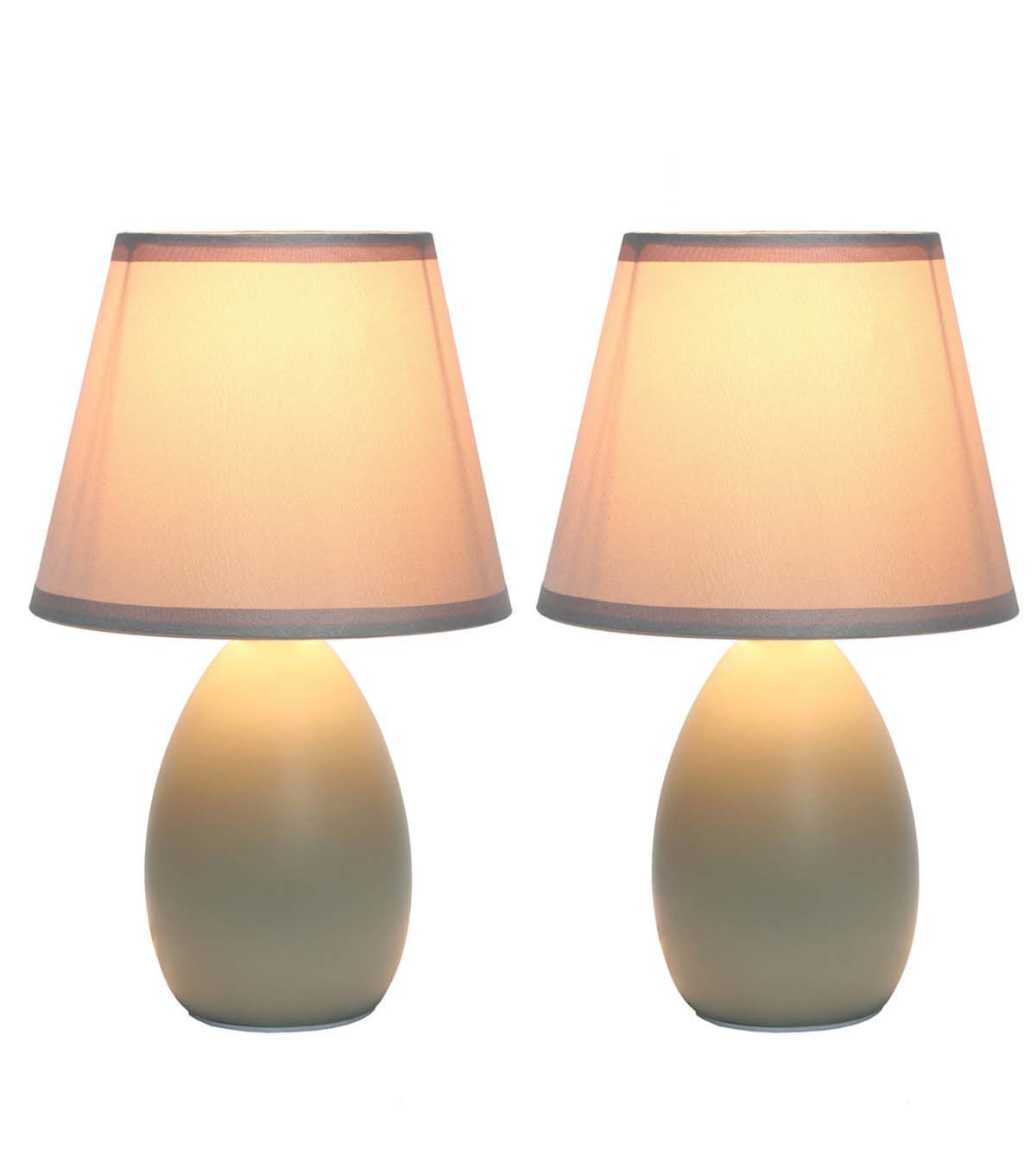 All The Rages 10 Ceramic Petite Oblong Desk Lamp With Fabric Shade 2pk