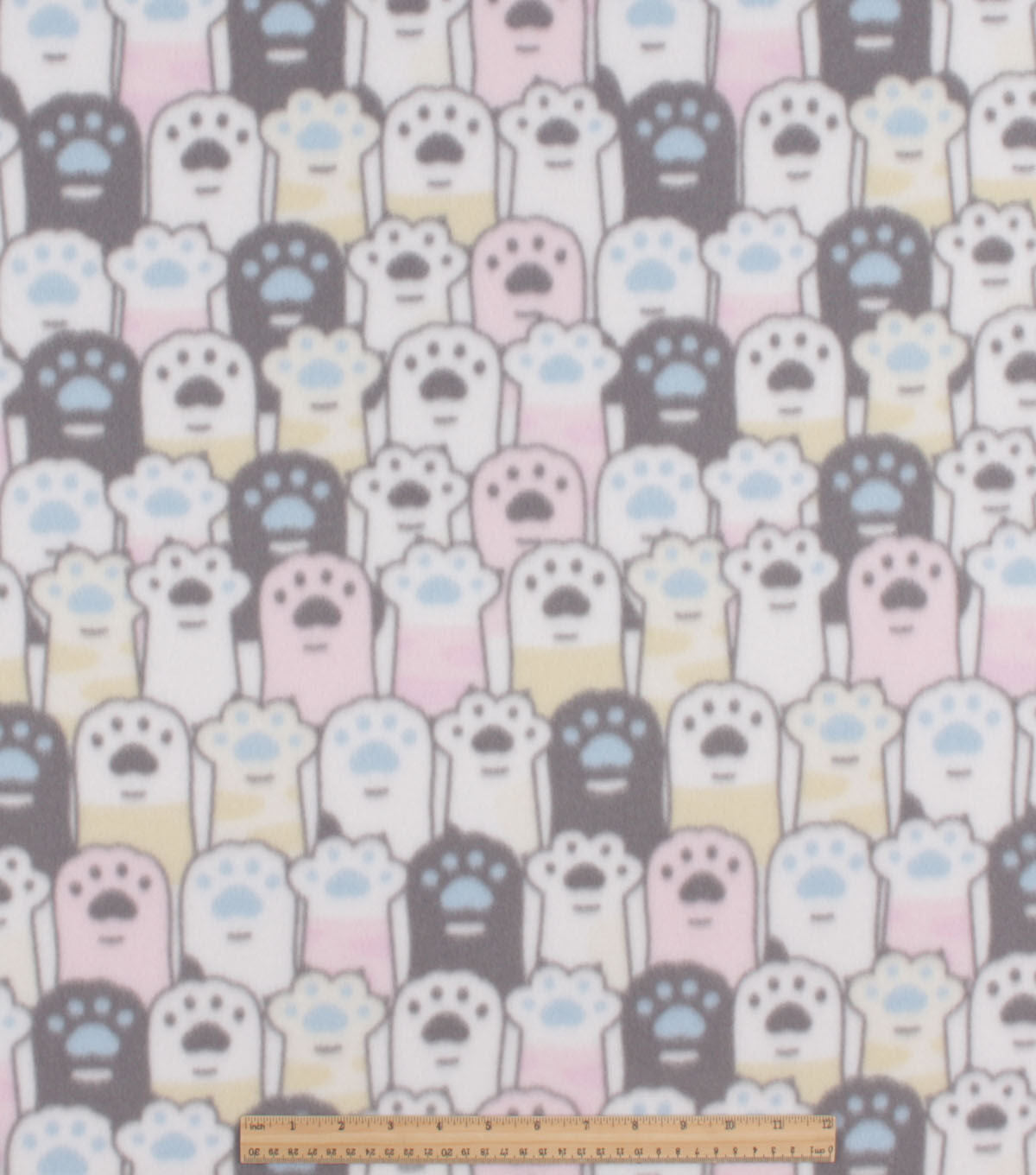 White & Pink Cat Paw Prints Blizzard Fleece Fabric