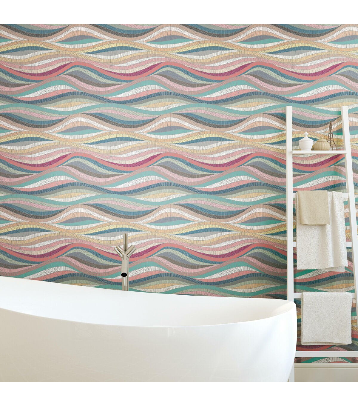 RoomMates 18 x 18' Multicolor Mosaic Waves Peel & Stick Wallpaper