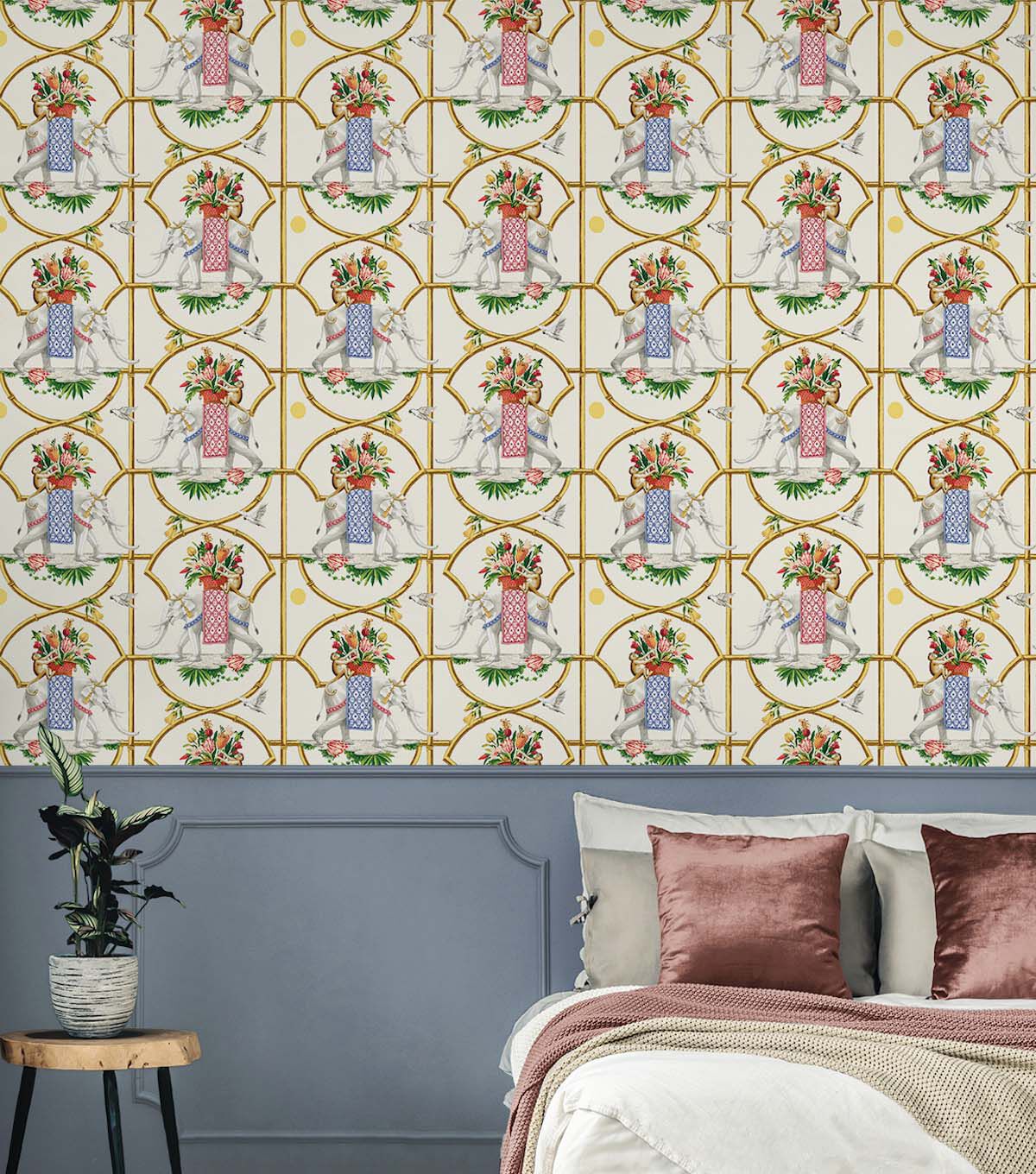 Harrison Howard 20.5' x 18' Ivory Chinoiserie Peel & Stick Wallpaper