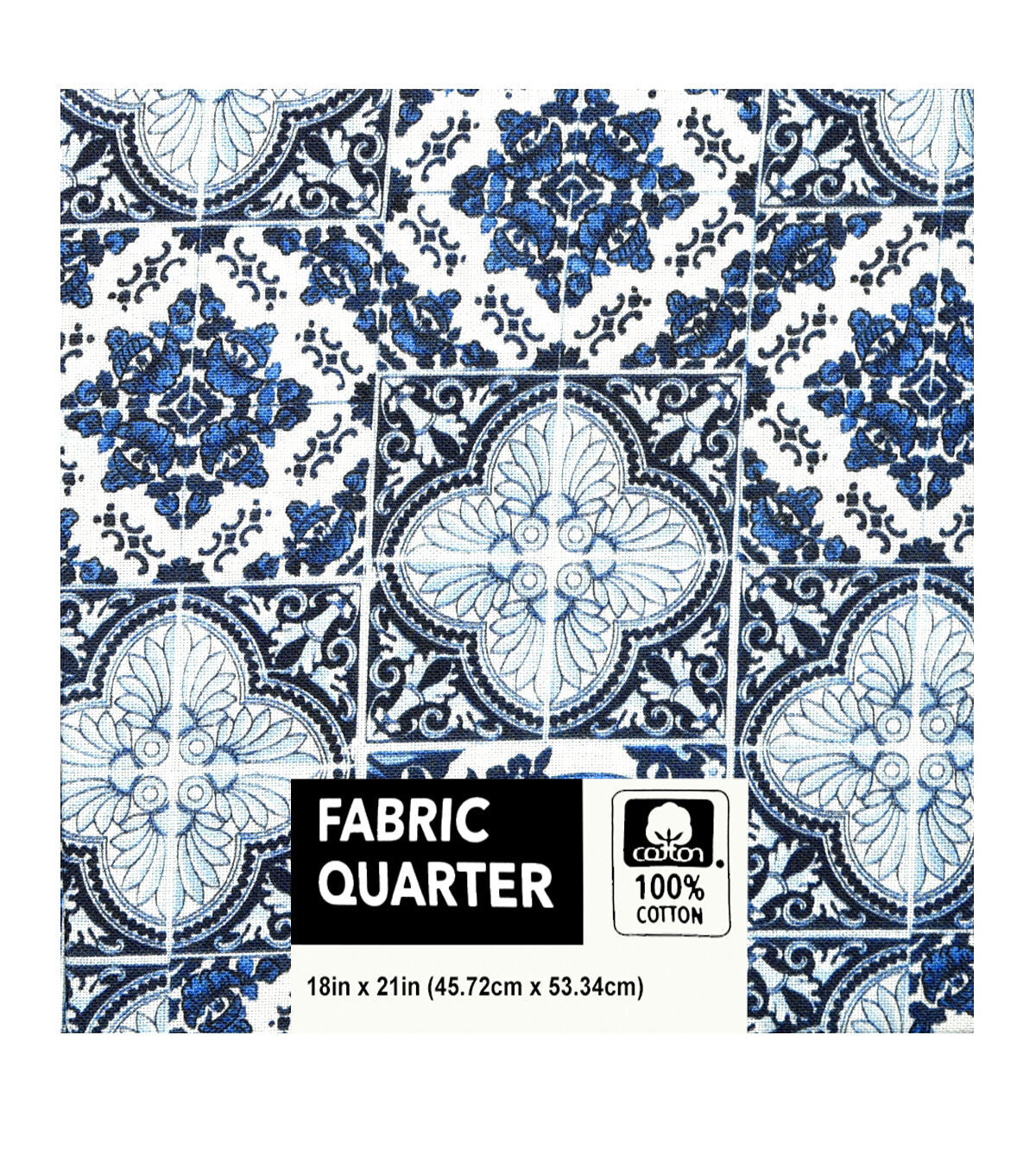 18 x 21 Blue Tiles Quilt Cotton Fabric Quarter 1pc by Keepsake Calico