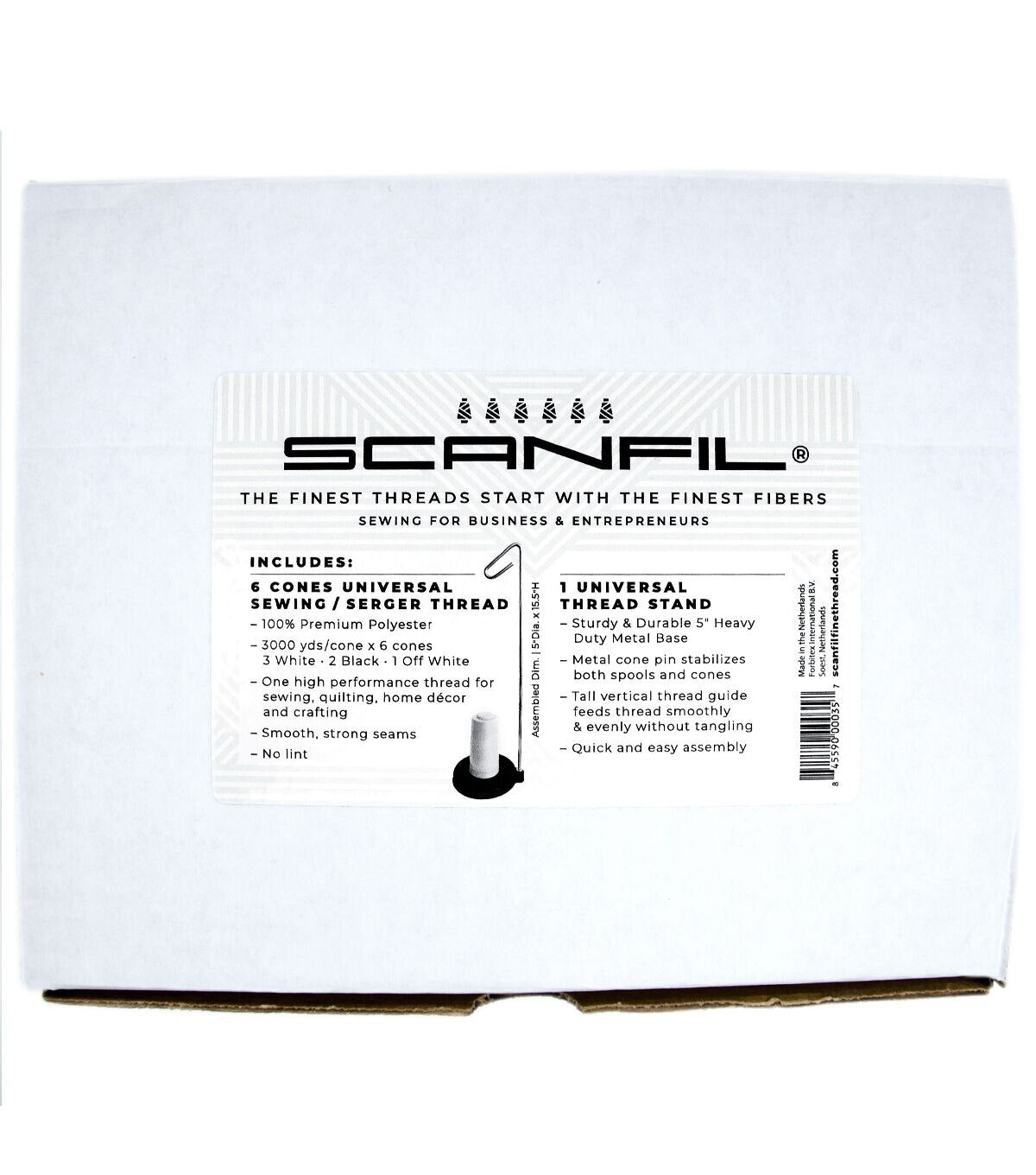 SCANFIL Premium Universal Poly No. 100 Thread 3000 Yds 6ct and Stand