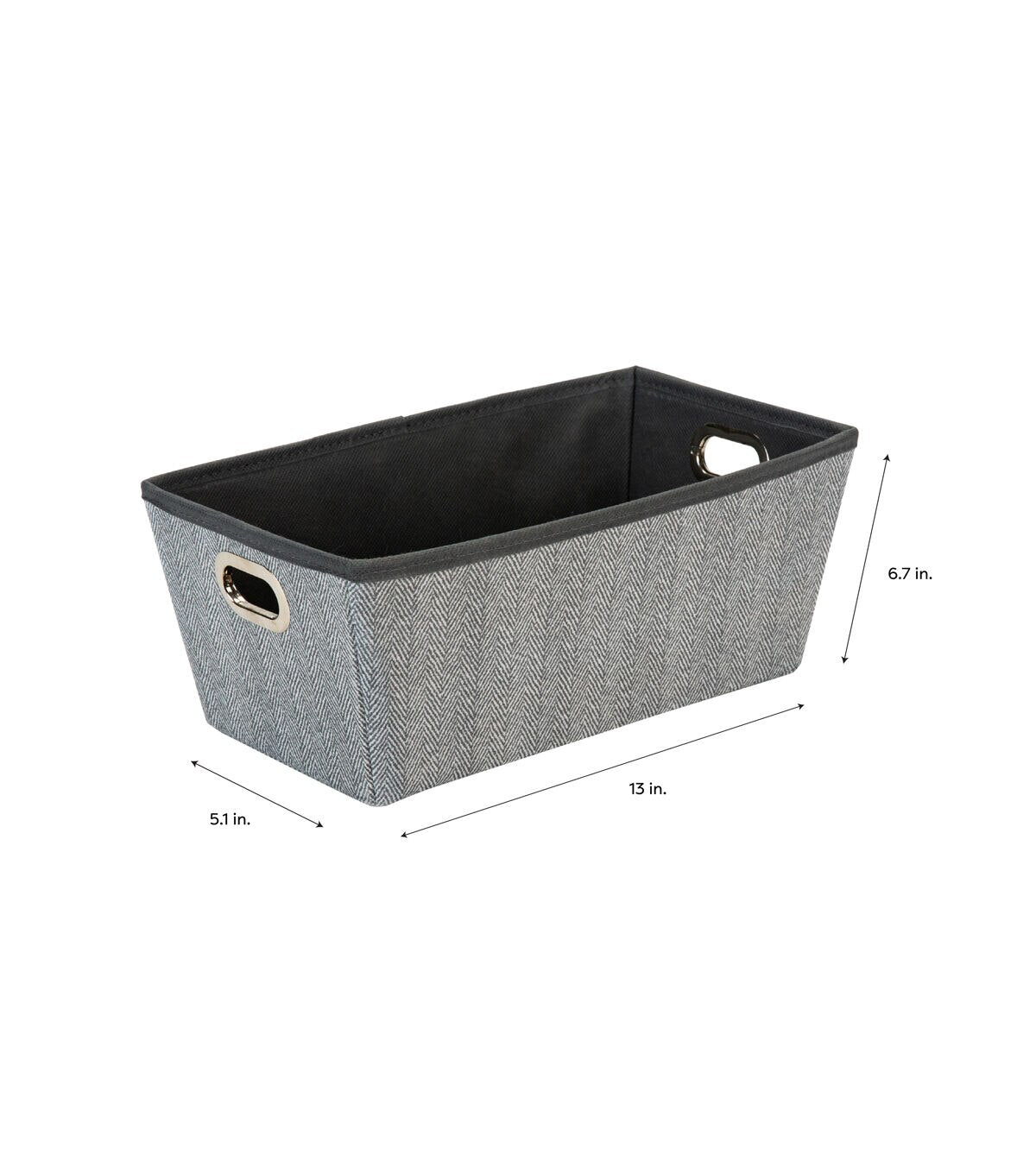Simplify 13 x 7 Gray Herringbone Grommet Shelf Tote
