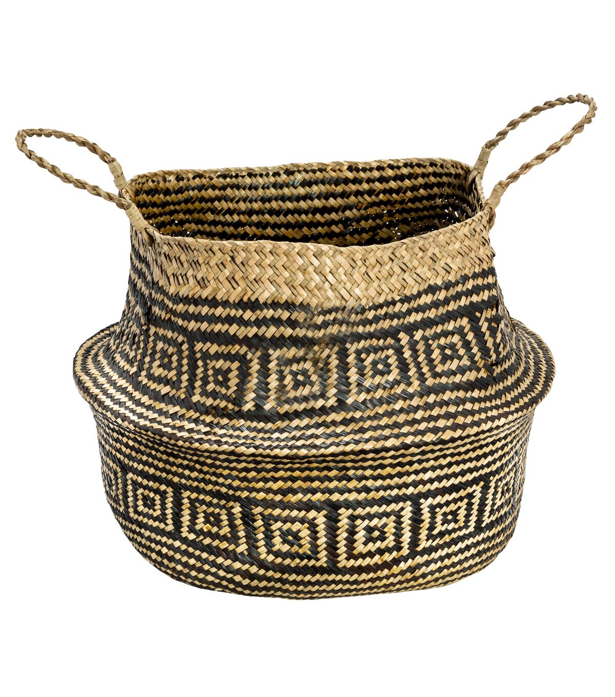 Honey Can Do 18 Brown & Black Folding Seagrass Woven Baskets 2ct