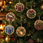 Christmas Ornaments Pearl Diamond Art Kits For Adults, Diy Wooden Diamond Art Christmas Ornaments For Christmas Tree With Pearls, Hanging Special-Shaped Gems & Jute Twine, Christmas Decor Craft#W