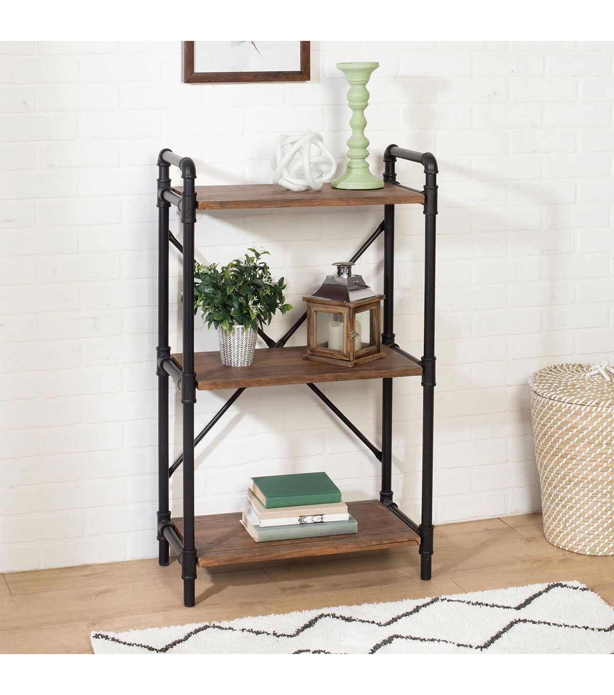 Honey Can Do 3 Tier Industrial Bookshelf Black