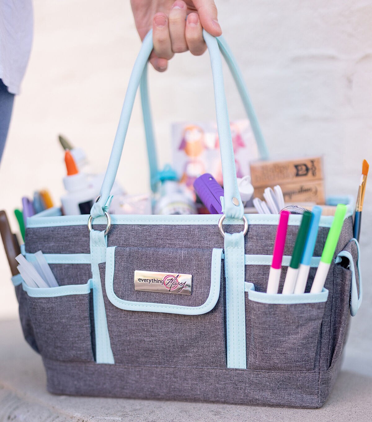 Everything Mary 13 Teal & Gray Collapsible Deluxe Store & Tote