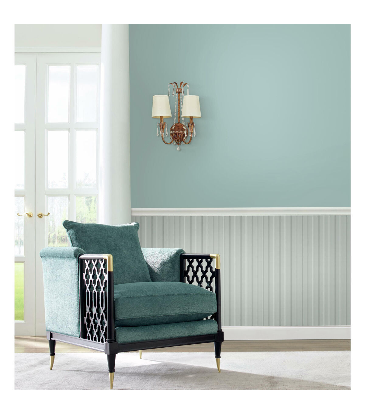 RoomMates 20.5 x 16.5' Mint Green Beadboard Peel & Stick Wallpaper