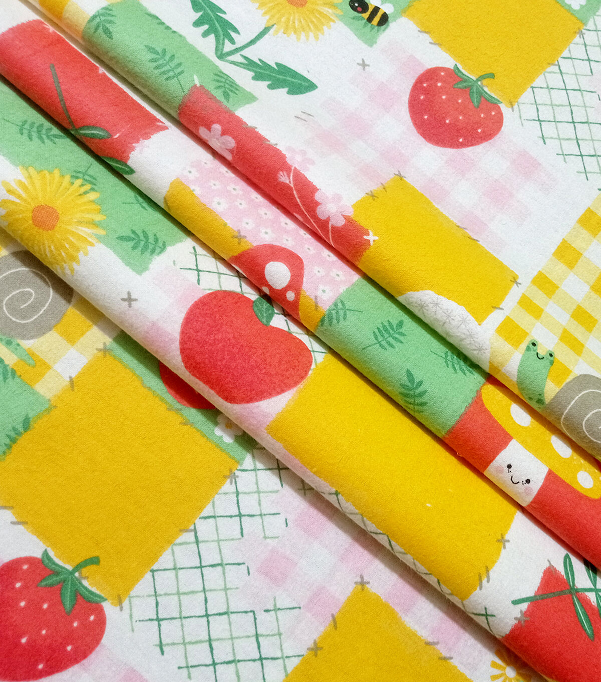 Yellow & Red Patchwork Super Snuggle Flannel Fabric by POP!