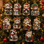 10PCS Christmas Pearl Diamond Painting Hanging Ornament Art Kit for Adults