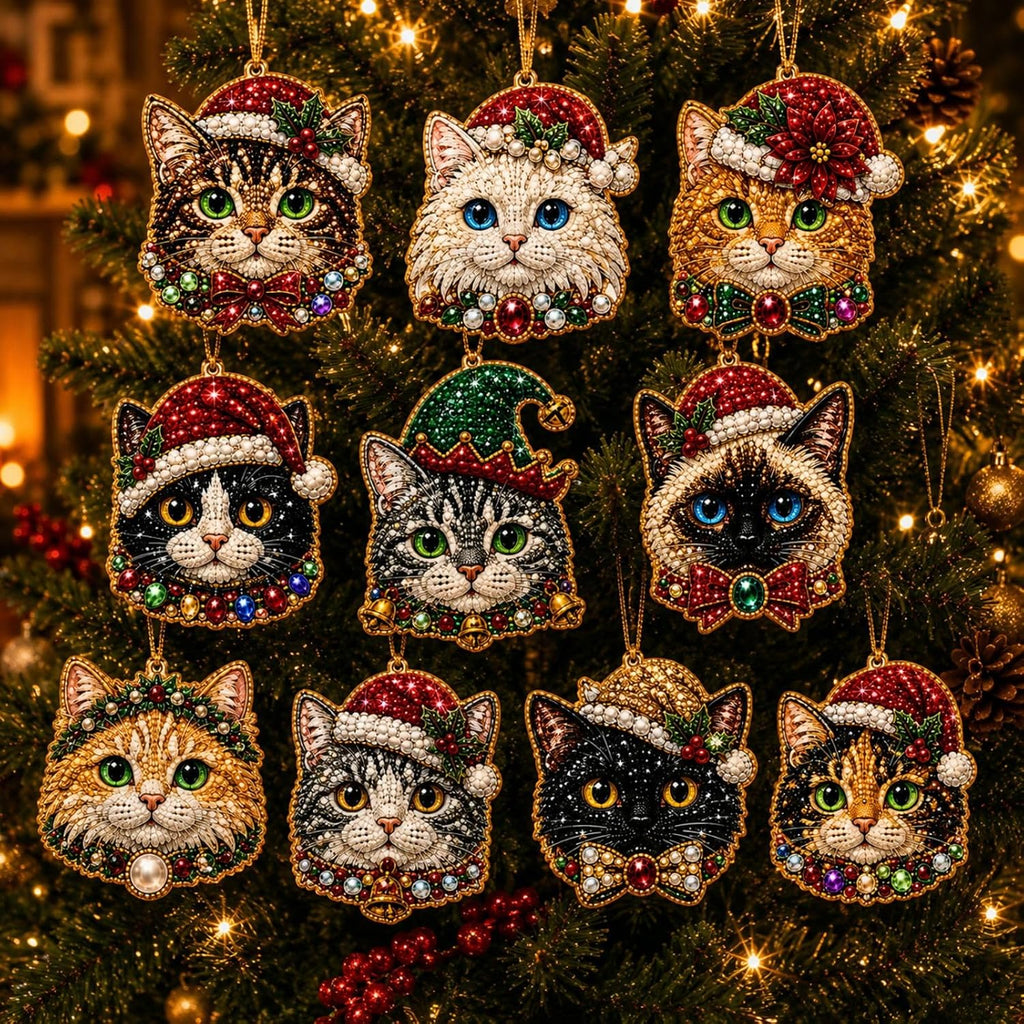 10PCS Christmas Pearl Diamond Painting Hanging Ornament Art Kit for Adults
